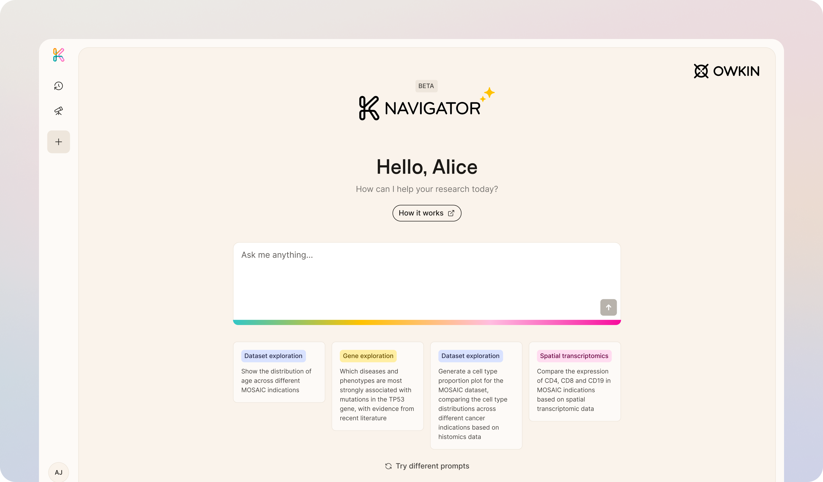 UI/UX design for a no-code AI-driven scientific hypothesis generation